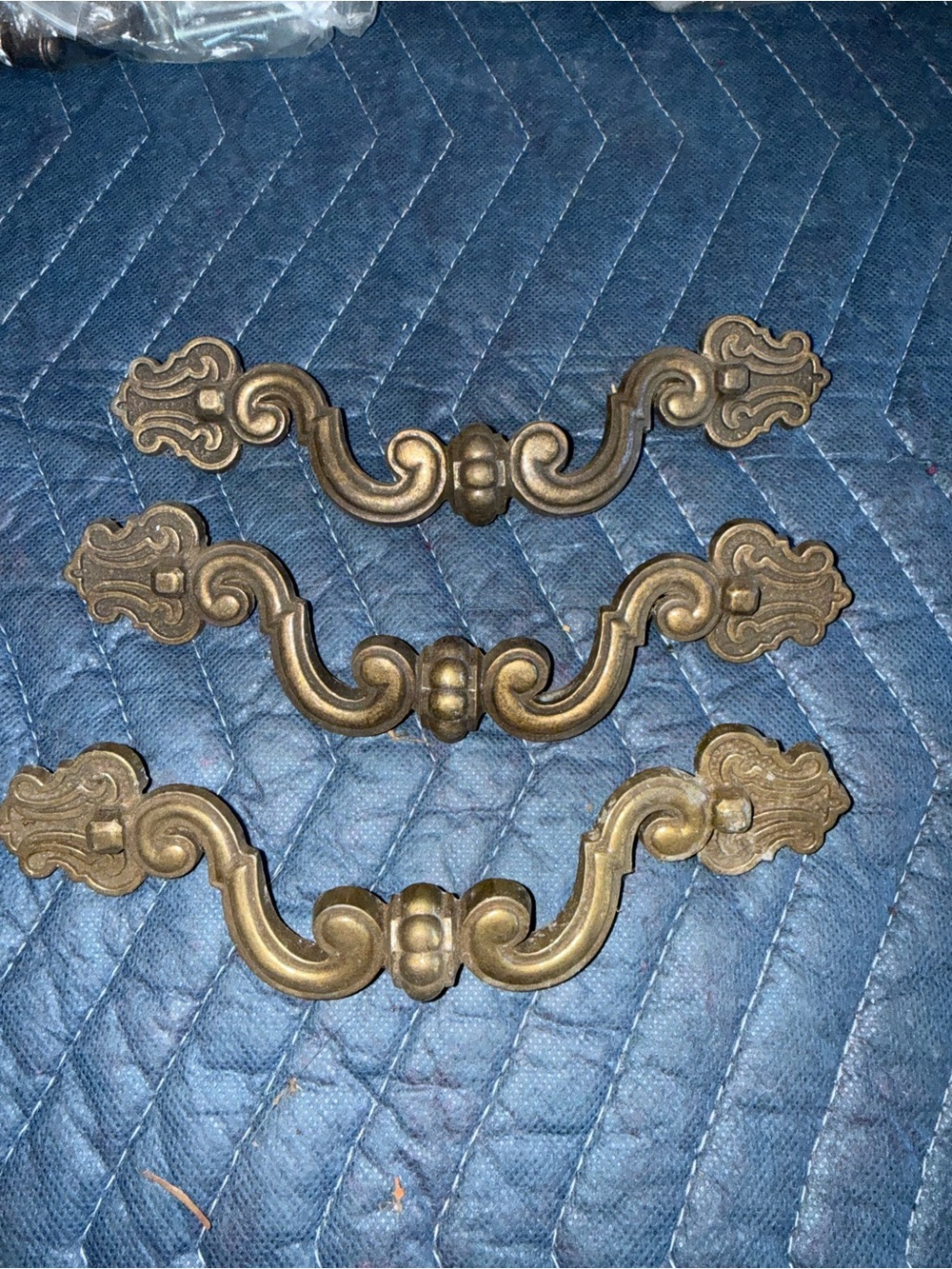 Antique-Style Brass Drawer Pulls - Ornate Gold Finish (Set of 3)